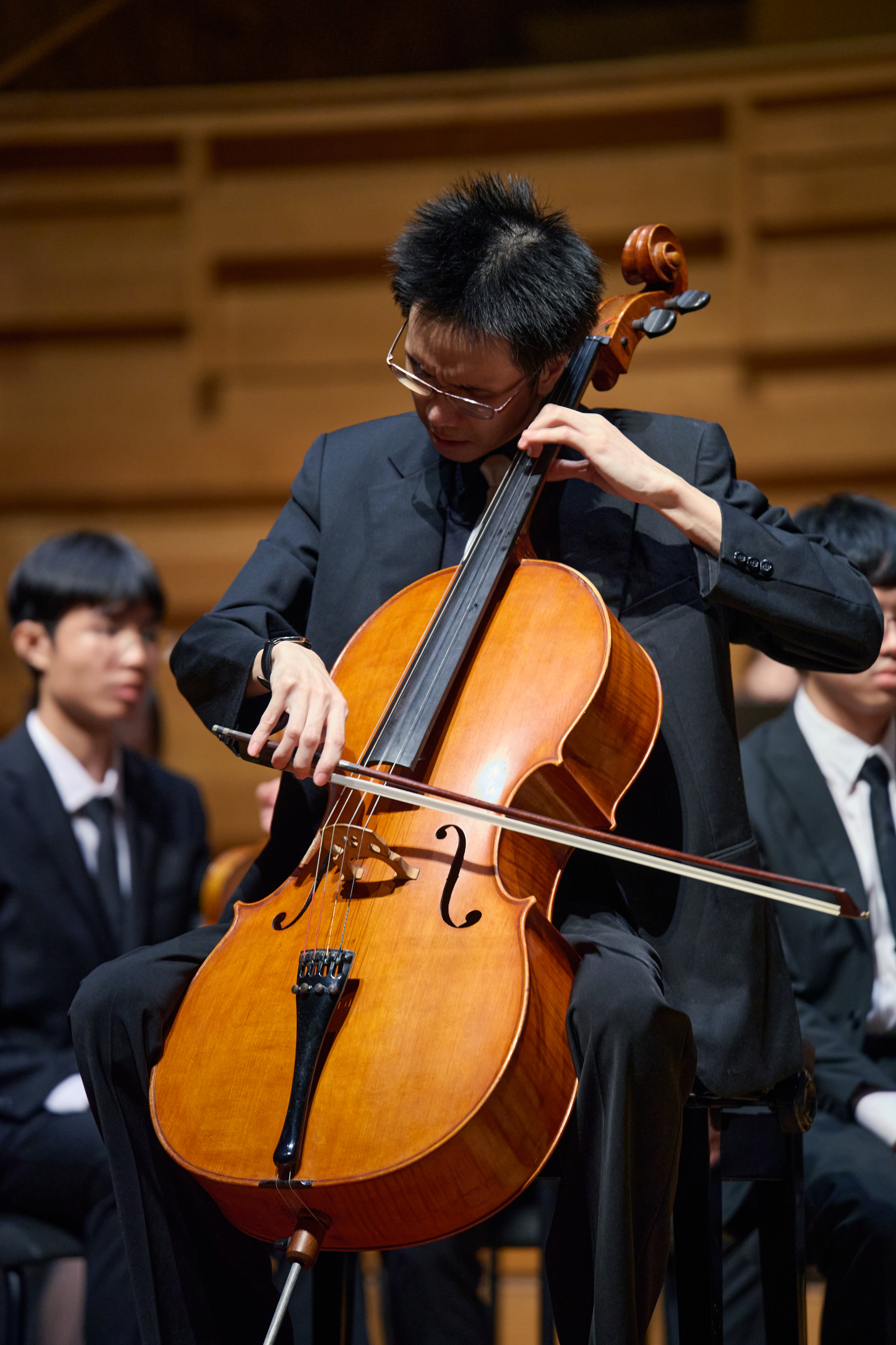 NTU Symphony Orchestra cellist in performance