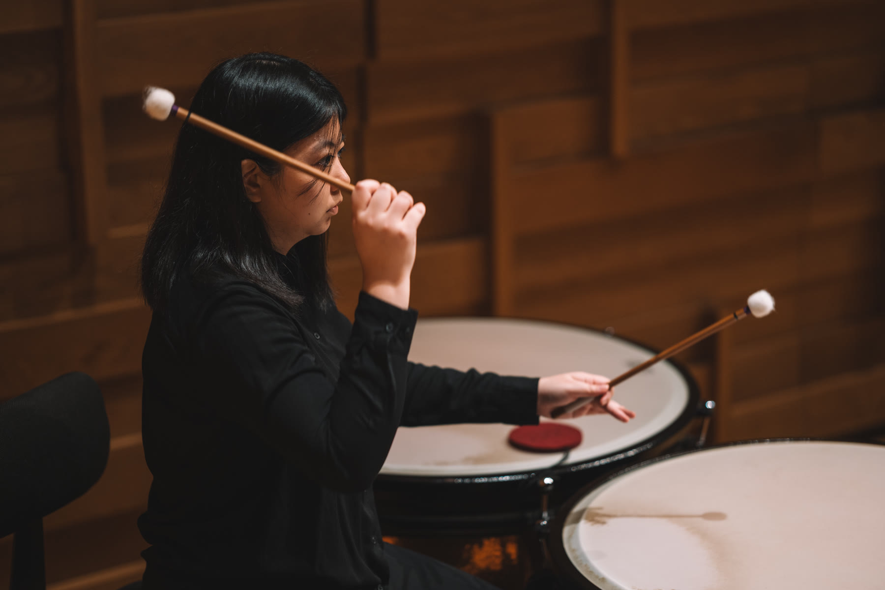 NTUSO timpanist performing on stage