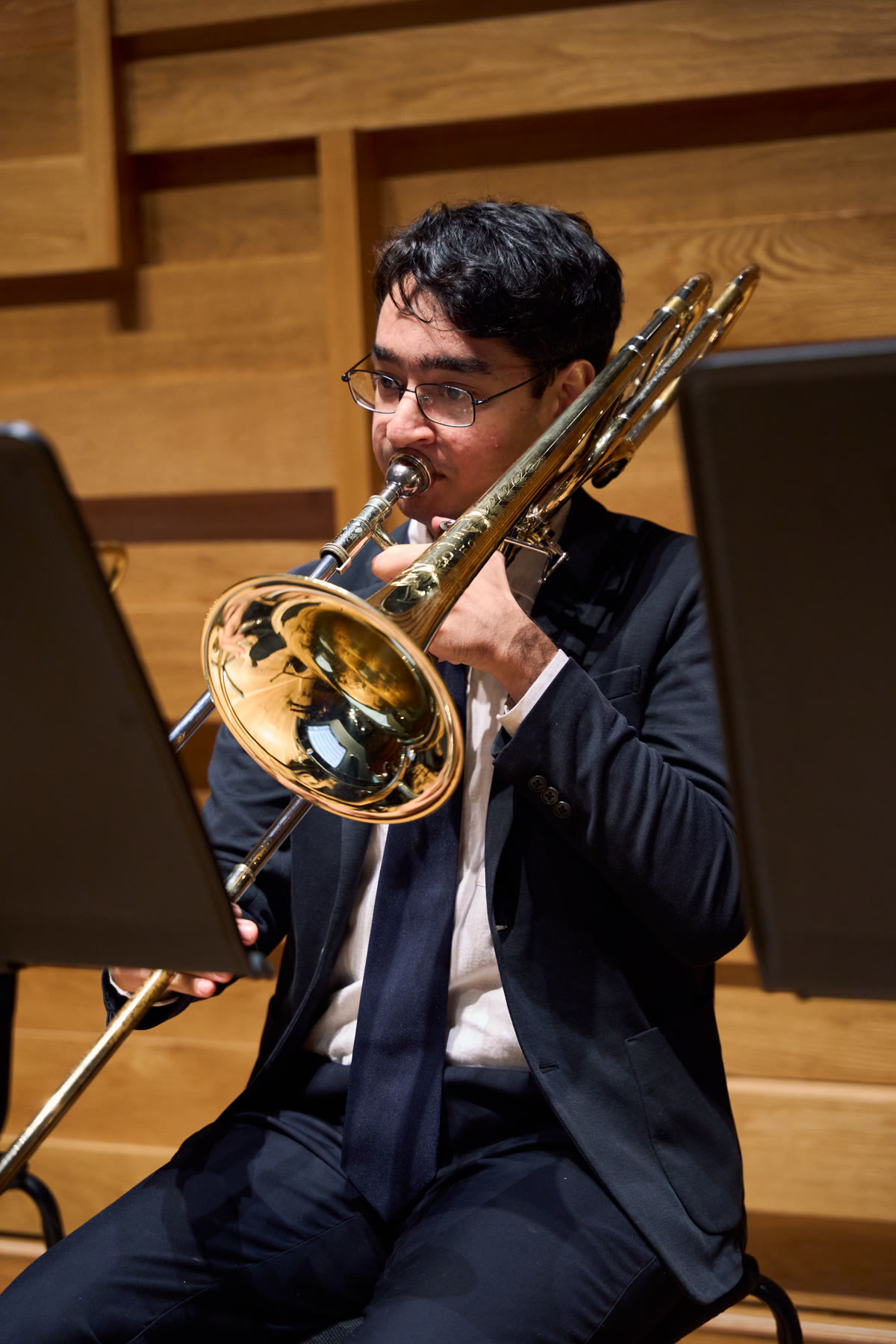 NTUSO trombonist performing on stage